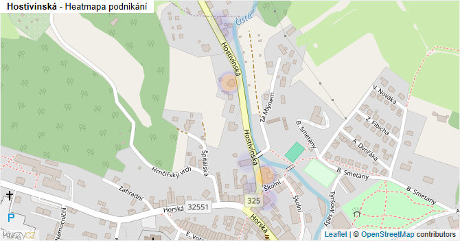 Hostivínská - mapa podnikání