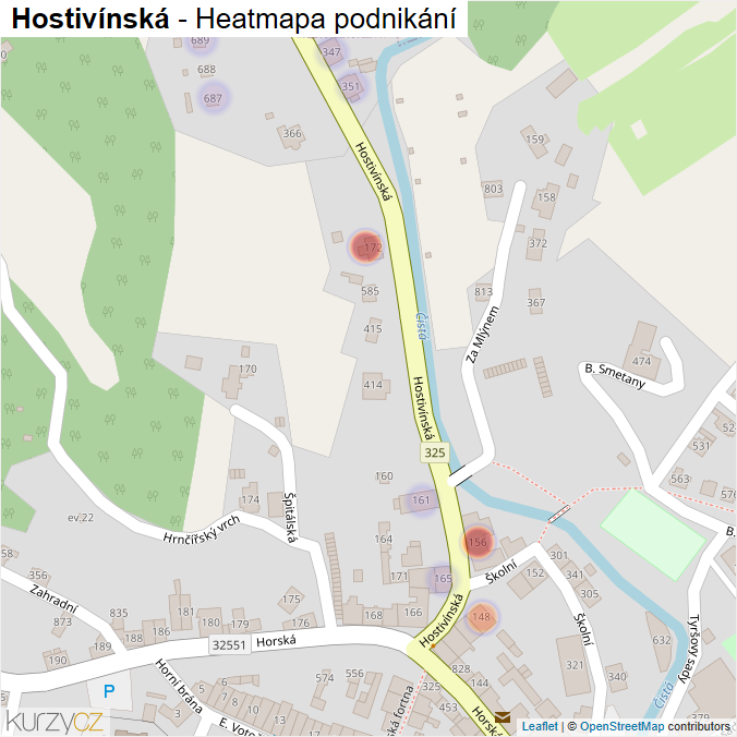 Mapa Hostivínská - Firmy v ulici.