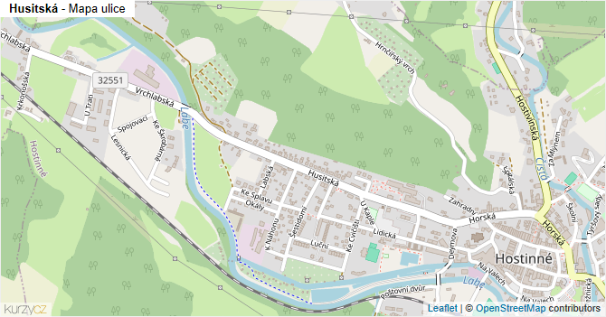 Husitská - mapa ulice