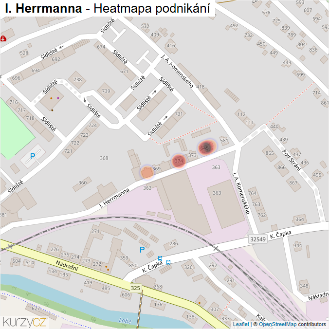 Mapa I. Herrmanna - Firmy v ulici.