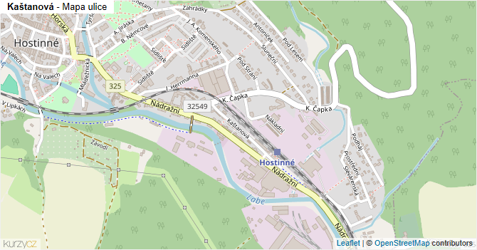 Kaštanová - mapa ulice