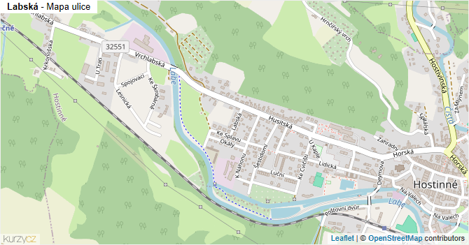 Labská - mapa ulice