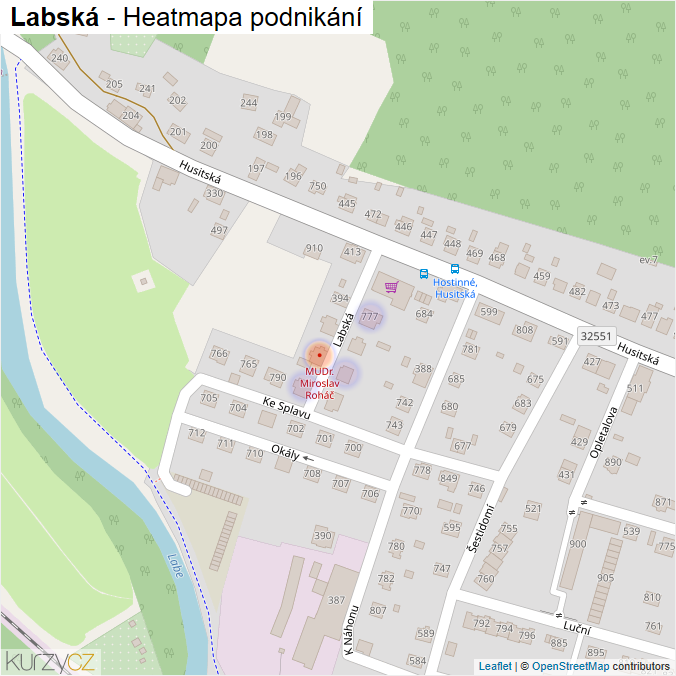 Mapa Labská - Firmy v ulici.
