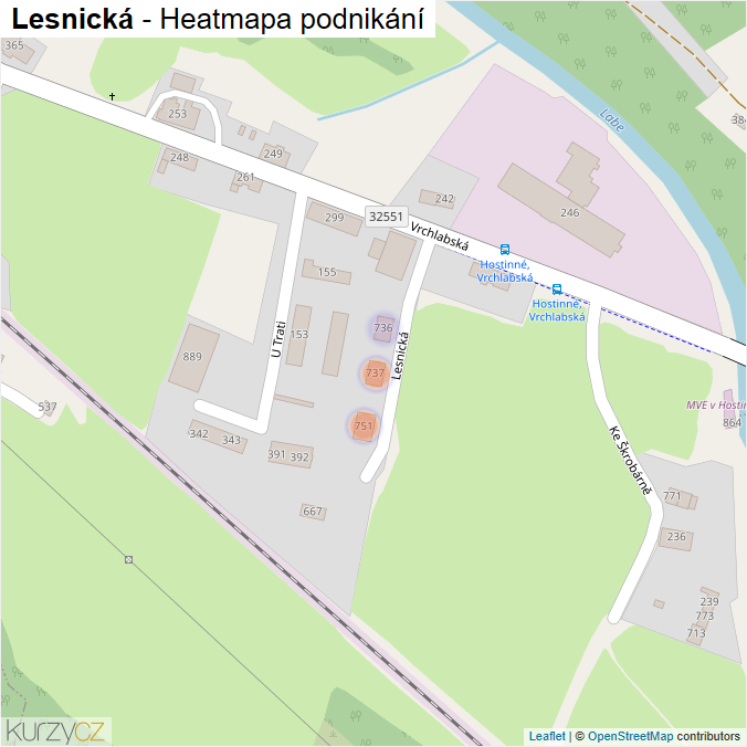 Mapa Lesnická - Firmy v ulici.
