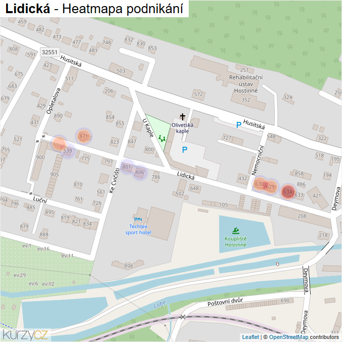 Mapa Lidická - Firmy v ulici.