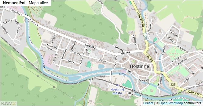 Nemocniční - mapa ulice