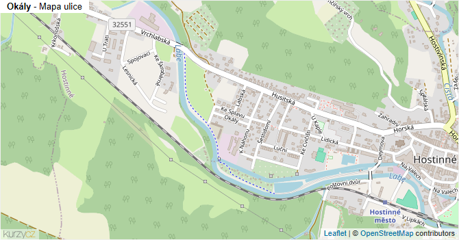 Okály - mapa ulice