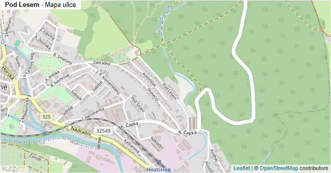 Pod Lesem - mapa ulice
