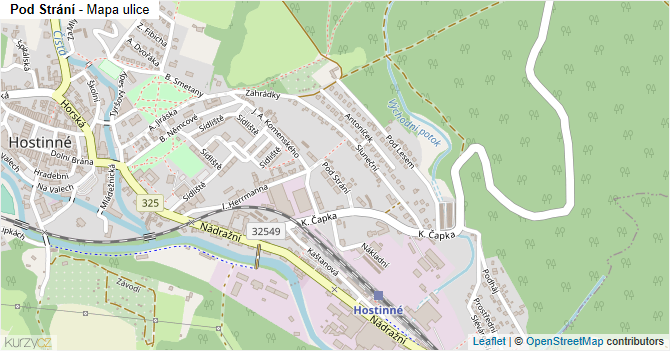 Pod Strání - mapa ulice
