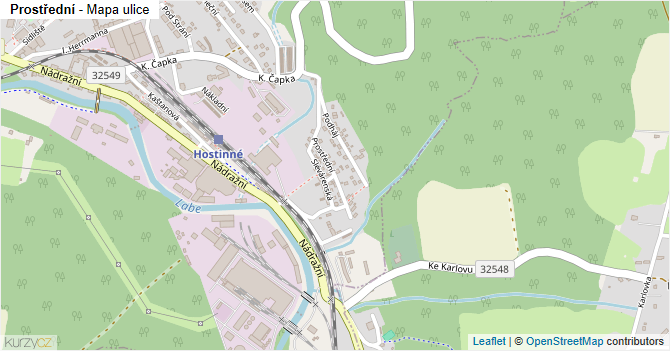 Prostřední - mapa ulice