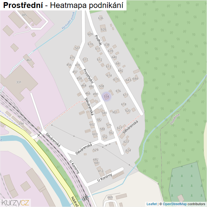 Mapa Prostřední - Firmy v ulici.