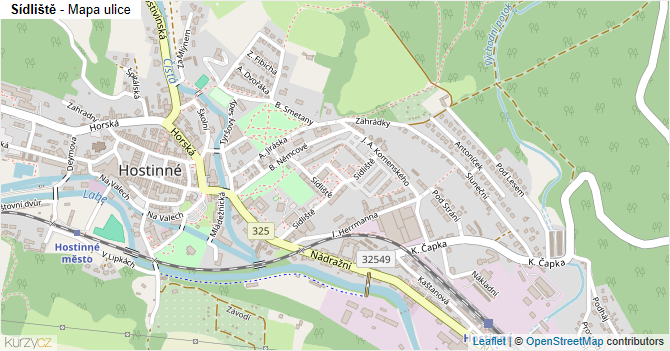 Sídliště - mapa ulice
