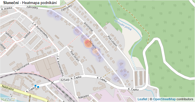 Sluneční - mapa podnikání