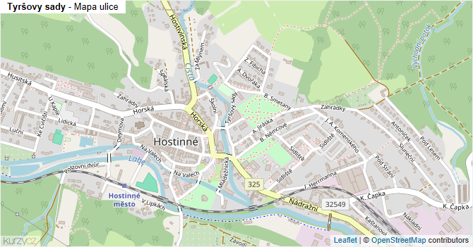 Tyršovy sady - mapa ulice