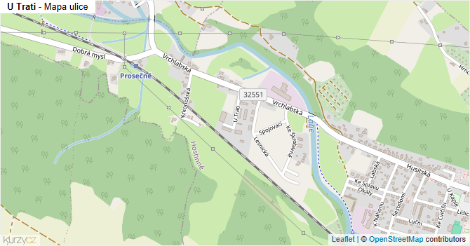 U Trati - mapa ulice
