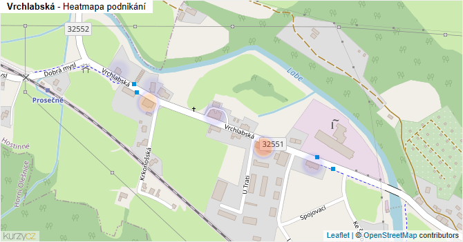 Vrchlabská - mapa podnikání