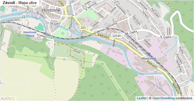 Závodí - mapa ulice