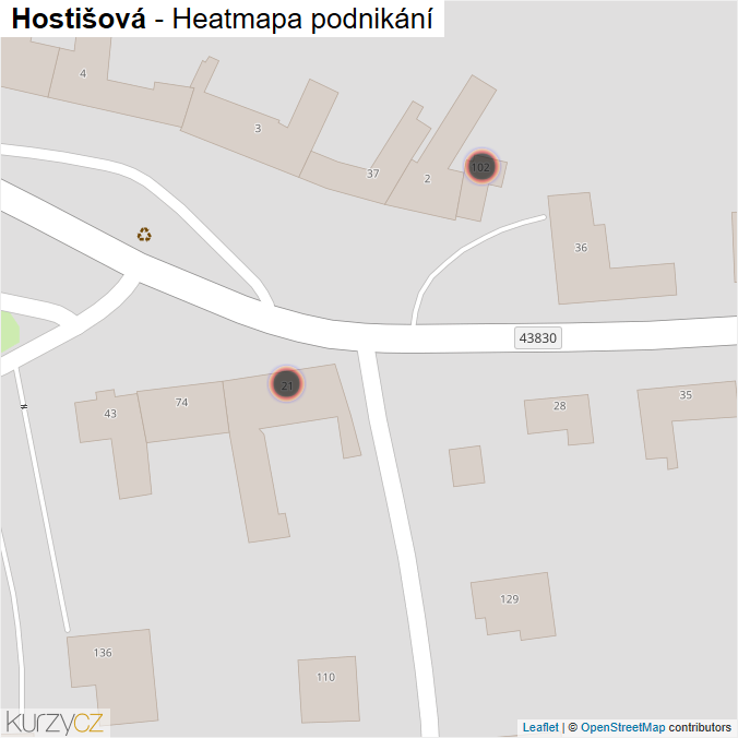Mapa Hostišová - Firmy v obci.