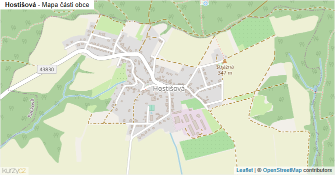 Hostišová - mapa části obce