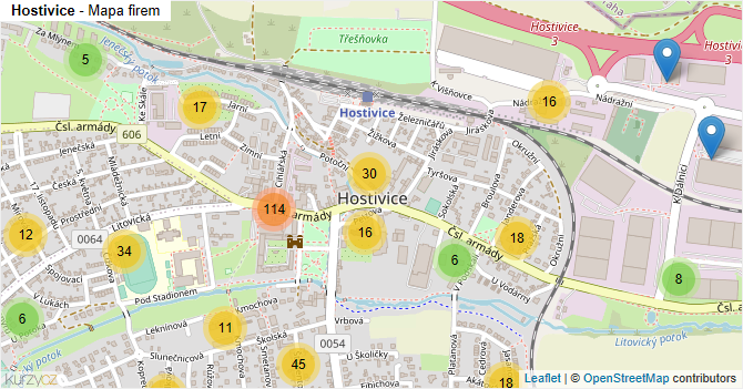 Hostivice - mapa firem
