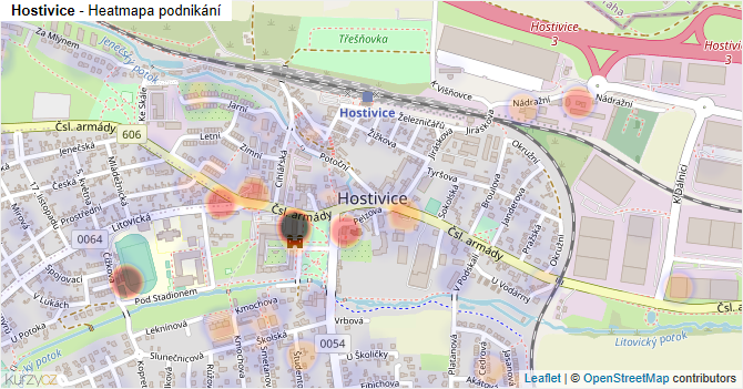 Hostivice - mapa podnikání