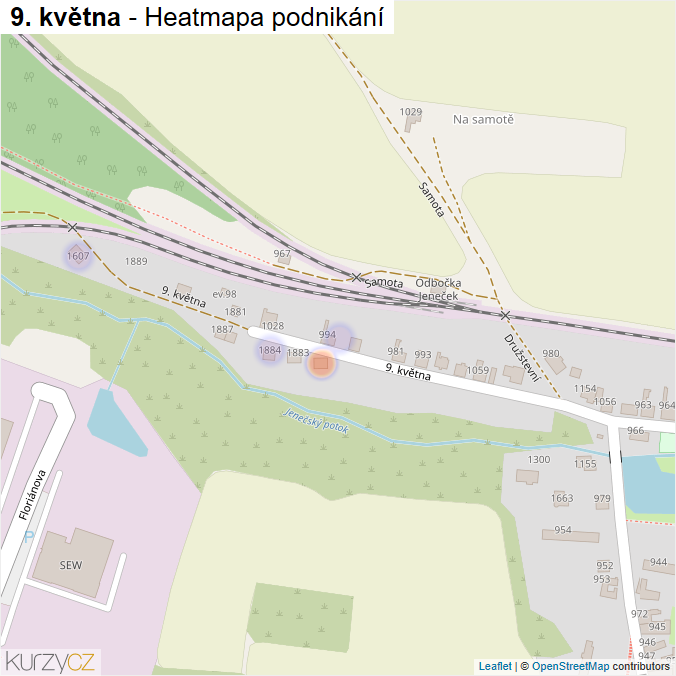 Mapa 9. května - Firmy v ulici.