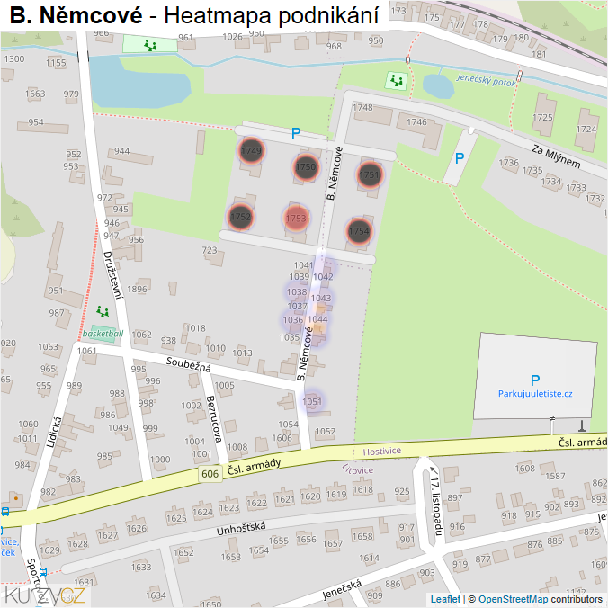 Mapa B. Němcové - Firmy v ulici.