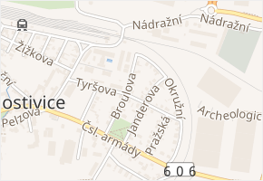 Broulova v obci Hostivice - mapa ulice