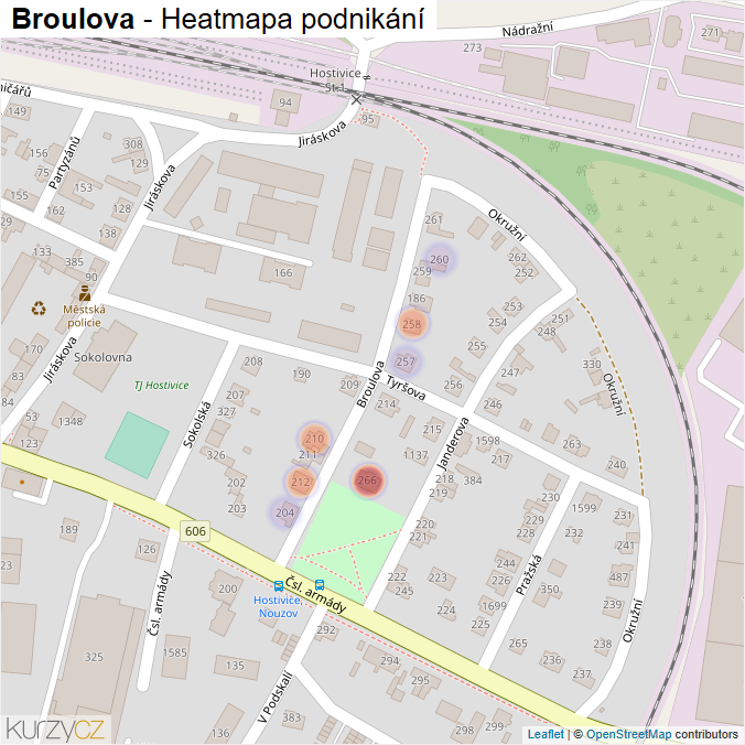 Mapa Broulova - Firmy v ulici.