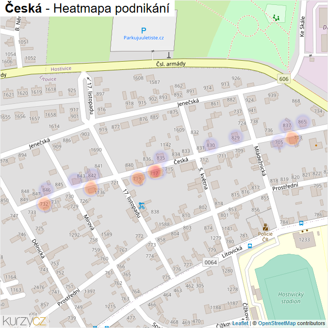 Mapa Česká - Firmy v ulici.