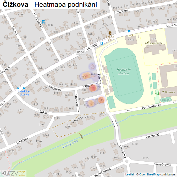 Mapa Čížkova - Firmy v ulici.