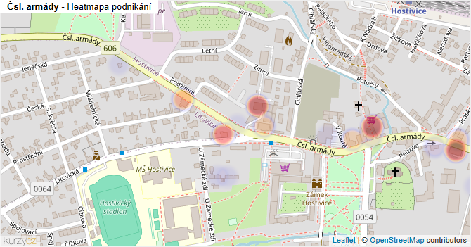Čsl. armády - mapa podnikání