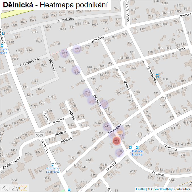 Mapa Dělnická - Firmy v ulici.