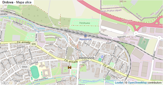 Drdova - mapa ulice