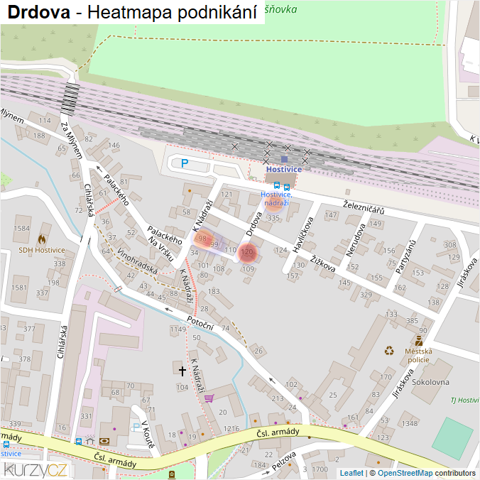 Mapa Drdova - Firmy v ulici.