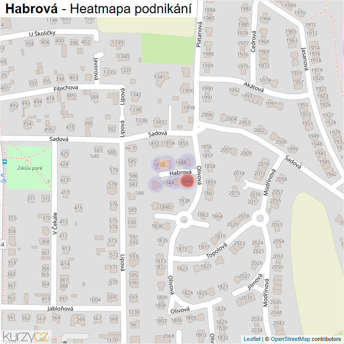 Mapa Habrová - Firmy v ulici.