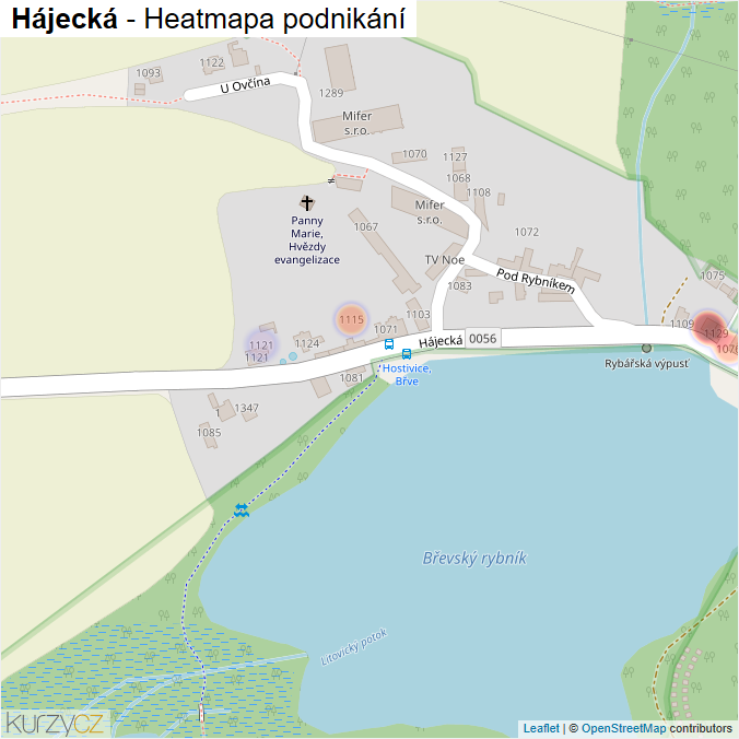 Mapa Hájecká - Firmy v ulici.