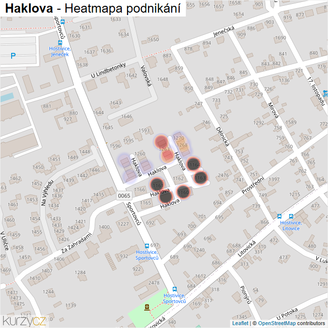 Mapa Haklova - Firmy v ulici.