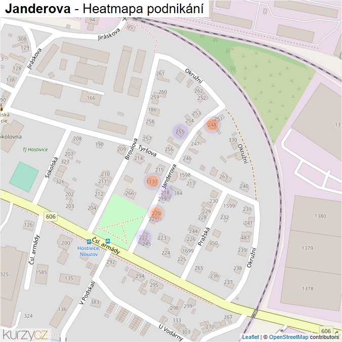 Mapa Janderova - Firmy v ulici.