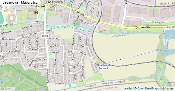Jasanová - mapa ulice