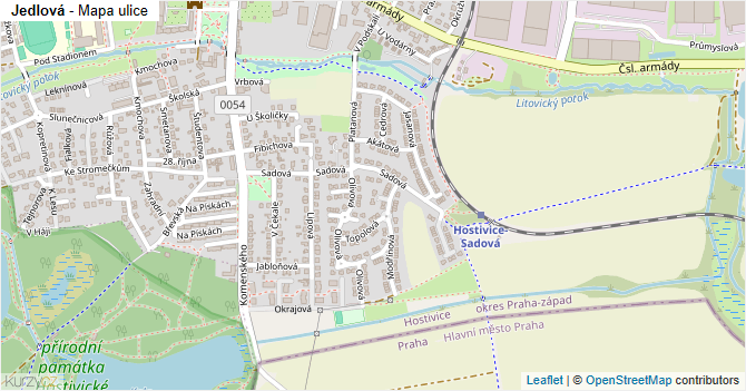 Jedlová - mapa ulice
