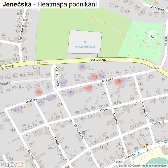 Mapa Jenečská - Firmy v ulici.
