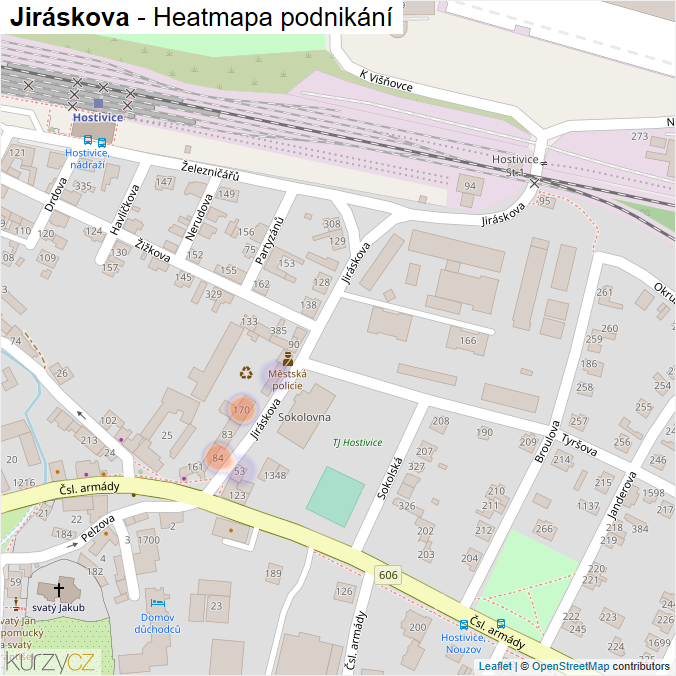 Mapa Jiráskova - Firmy v ulici.