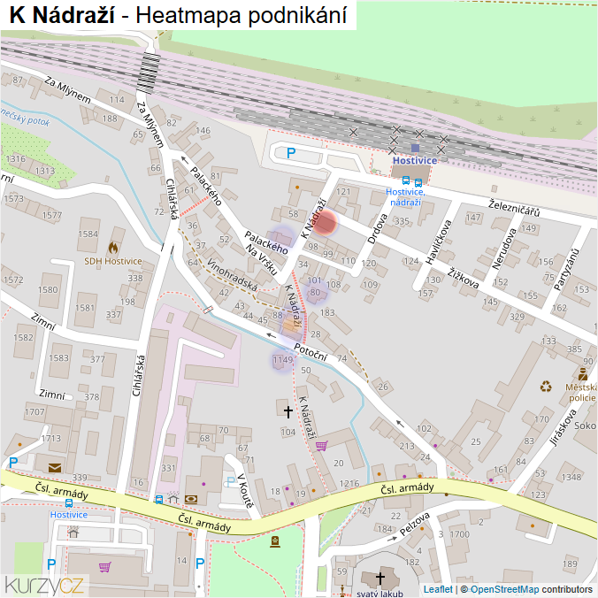 Mapa K Nádraží - Firmy v ulici.