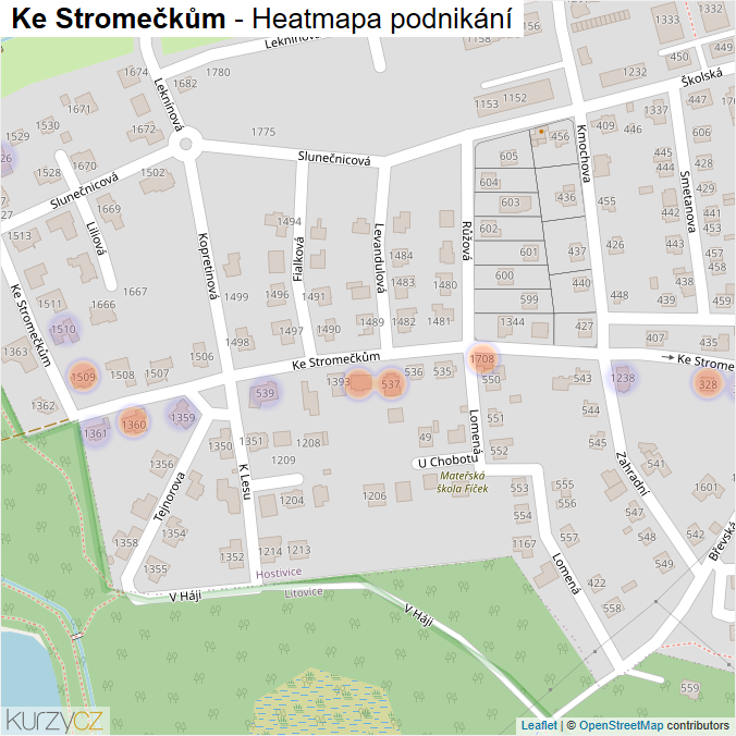 Mapa Ke Stromečkům - Firmy v ulici.
