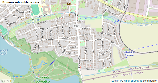 Komenského - mapa ulice