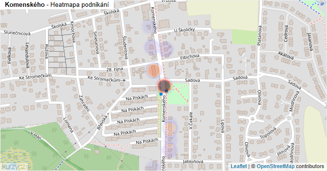Komenského - mapa podnikání