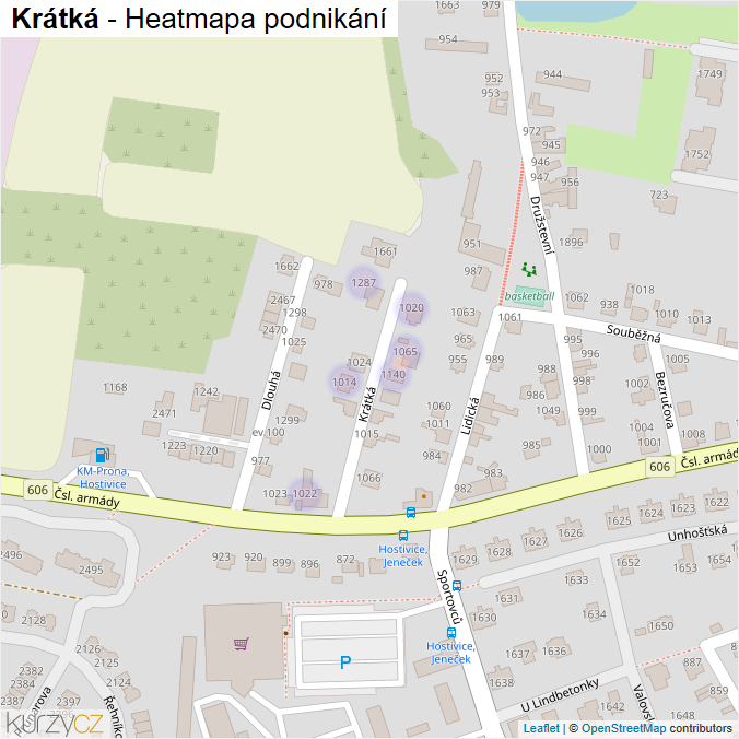 Mapa Krátká - Firmy v ulici.