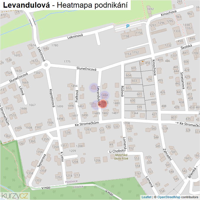 Mapa Levandulová - Firmy v ulici.