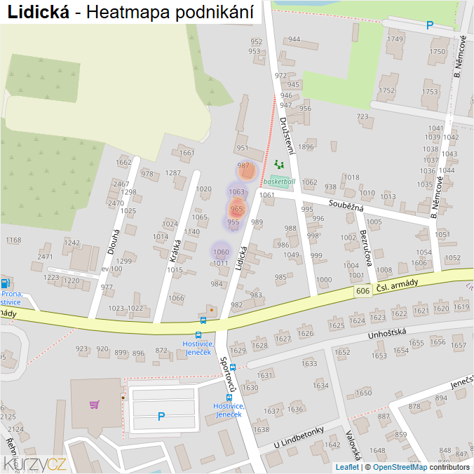 Mapa Lidická - Firmy v ulici.